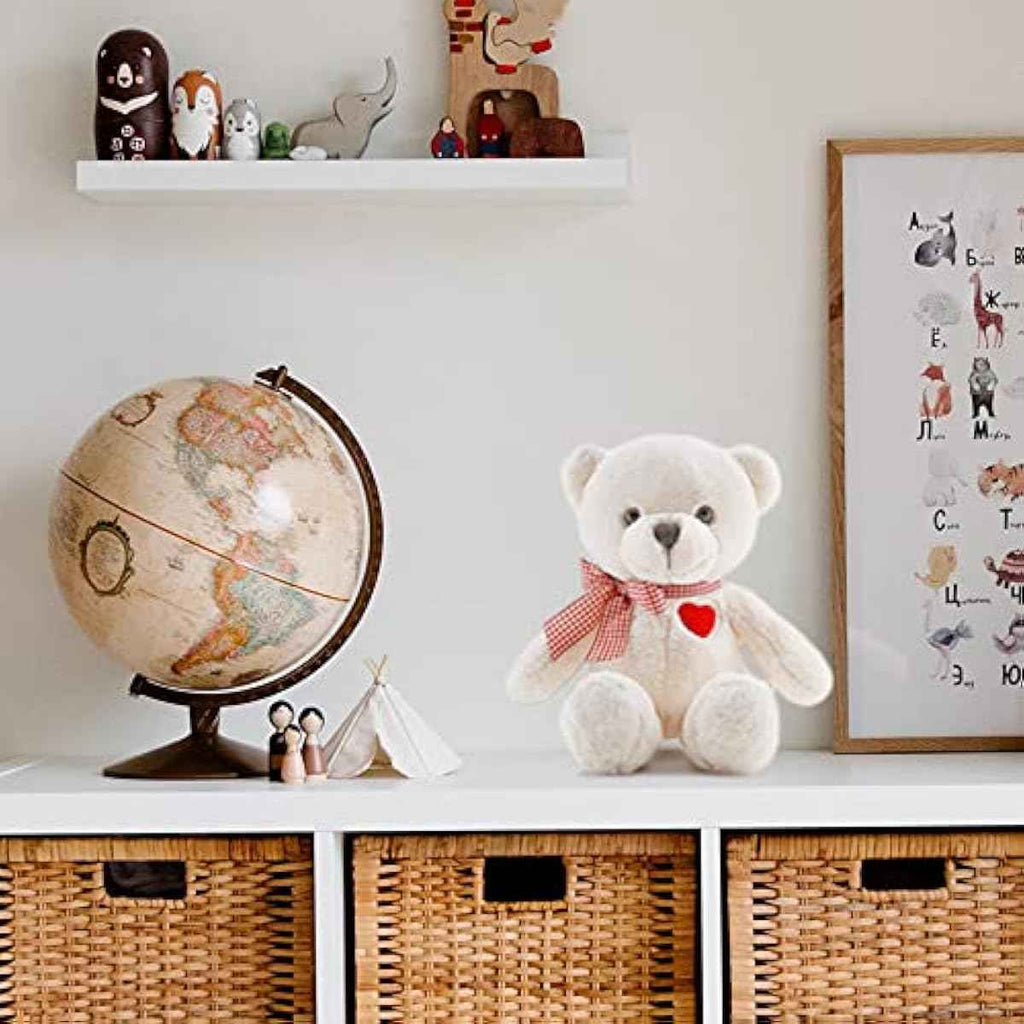 11.4” Small Teddy Bear with Heart Cute White Teddy Bear Stuffed Animals Soft Stuffed Bear Plush Bear Plushie Toys Gifts for Girlfriend Boyfriend Kid