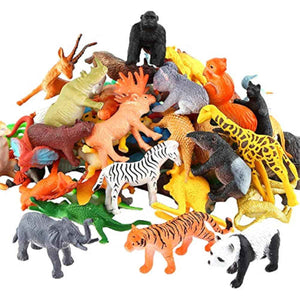 Animals Figure,54 Piece Mini Jungle Toys Set,ValeforToy Realistic Wild Vinyl Plastic Animal Learning Party Favors for Boys Girls Kids Toddlers Forest Small Playset Cupcake Topper