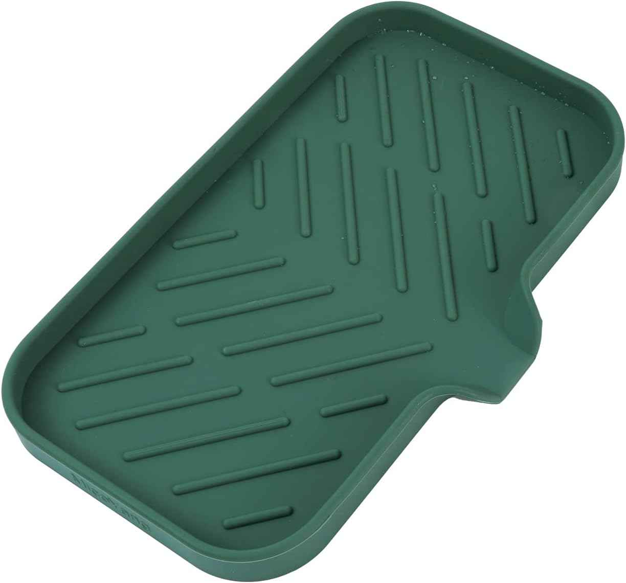 Silicone Bathroom Soap Dishes with Drain Spout-Bathroom and Kitchen Sink Organizer,Sponge Holder,Dish Soap Tray,Perfect for Dispenser,Scrubber,Bottle,Cup on Sink or Counter-Black 4.9"×3.2"