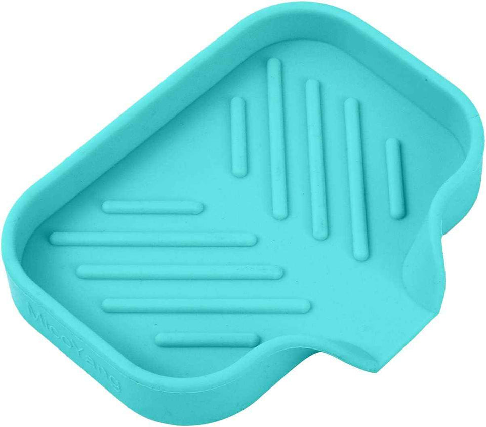 Silicone Bathroom Soap Dishes with Drain Spout-Bathroom and Kitchen Sink Organizer,Sponge Holder,Dish Soap Tray,Perfect for Dispenser,Scrubber,Bottle,Cup on Sink or Counter-Black 4.9"×3.2"