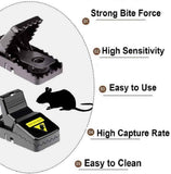 Feeke M01-6Pack Mouse Traps, ABS Plastic and Stainless Steel, 3.9 x 1.7 x 2.0 in, Quick Effective Sanitary Safe Mousetrap Catcher, 6 Pack