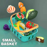 Cutting Play Food Toys For Kids, Pretend Play Kitchen Accessories, Fake Fruits/Vegetables Set With Shopping Storage Basket, Plastic Board And Knife, Birthday Gifts/Educational Toy For Toddler Children