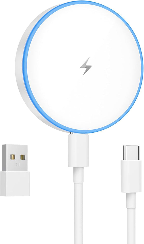 MagSafe Charger 2 Pack 15W Magnetic Wireless Charger Fast Charging Pad Compatible with iPhone 17/16/15/14/13/12 Series & AirPods 3/2/Pro Magnetic MagSafe Charging Pad with Dual Ports - ShopUS