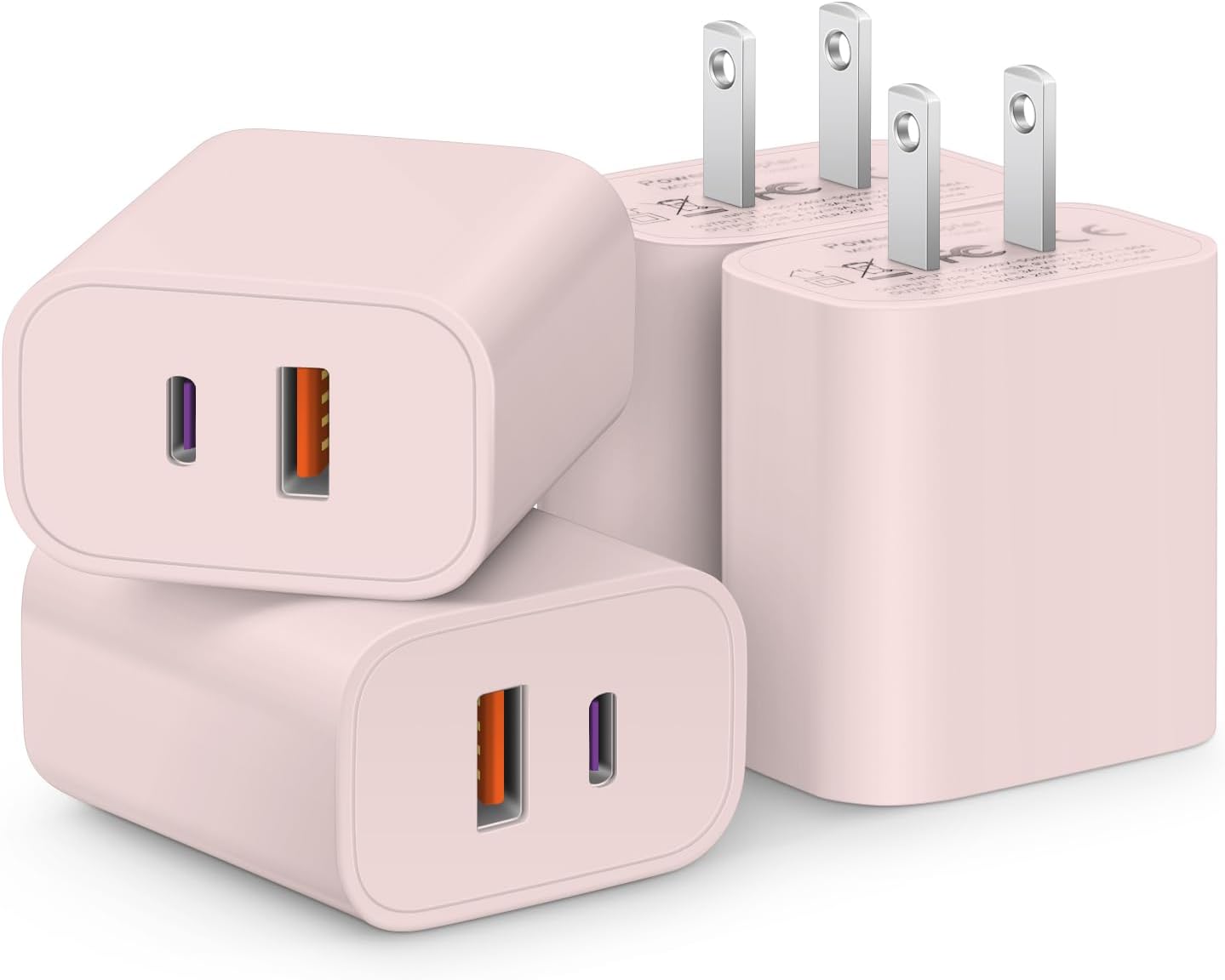 [4 Pack] USB C Charger Block Fast Charging Multiport Adpater [PD 20W USB-C & QC 3.0 USB-A Port] for i Phone 17/16/15/14/13/12/11/X/8, i Pad, Galaxy, Google, Galaxy & More - ShopUS