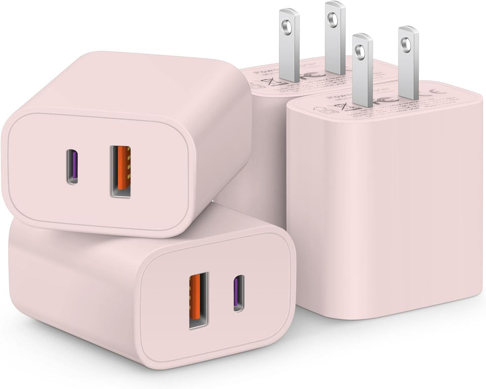 [4 Pack] USB C Charger Block Fast Charging Multiport Adpater [PD 20W USB-C & QC 3.0 USB-A Port] for i Phone 17/16/15/14/13/12/11/X/8, i Pad, Galaxy, Google, Galaxy & More - ShopUS