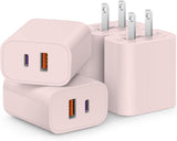 [4 Pack] USB C Charger Block Fast Charging Multiport Adpater [PD 20W USB-C & QC 3.0 USB-A Port] for i Phone 17/16/15/14/13/12/11/X/8, i Pad, Galaxy, Google, Galaxy & More - ShopUS