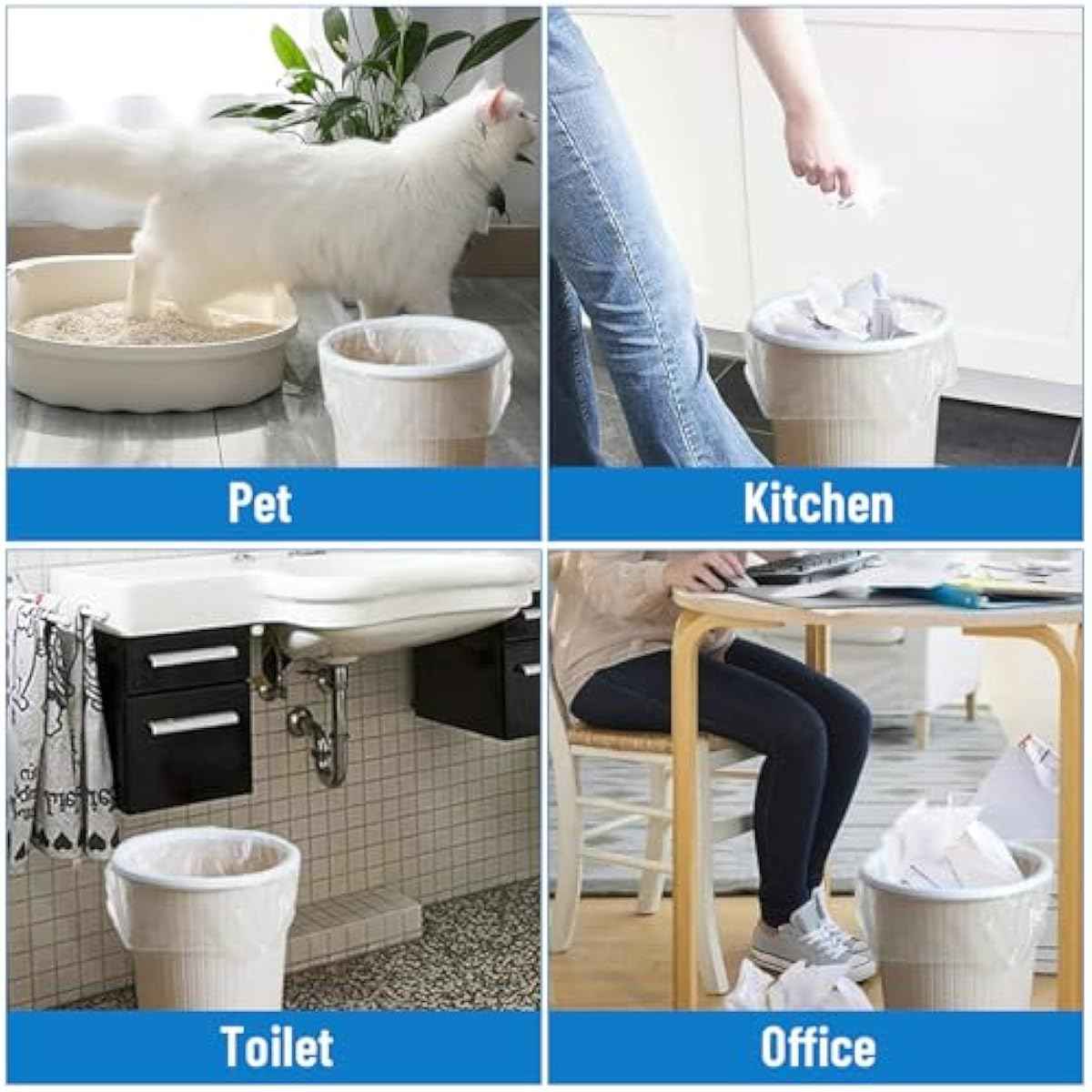 Small Trash Bags 4 Gallon, 100 Count Small Garbage Bag Bathroom White Mini Trash Bag Trash Can Liners Unscented Small Garbage Bags for Bathroom Can