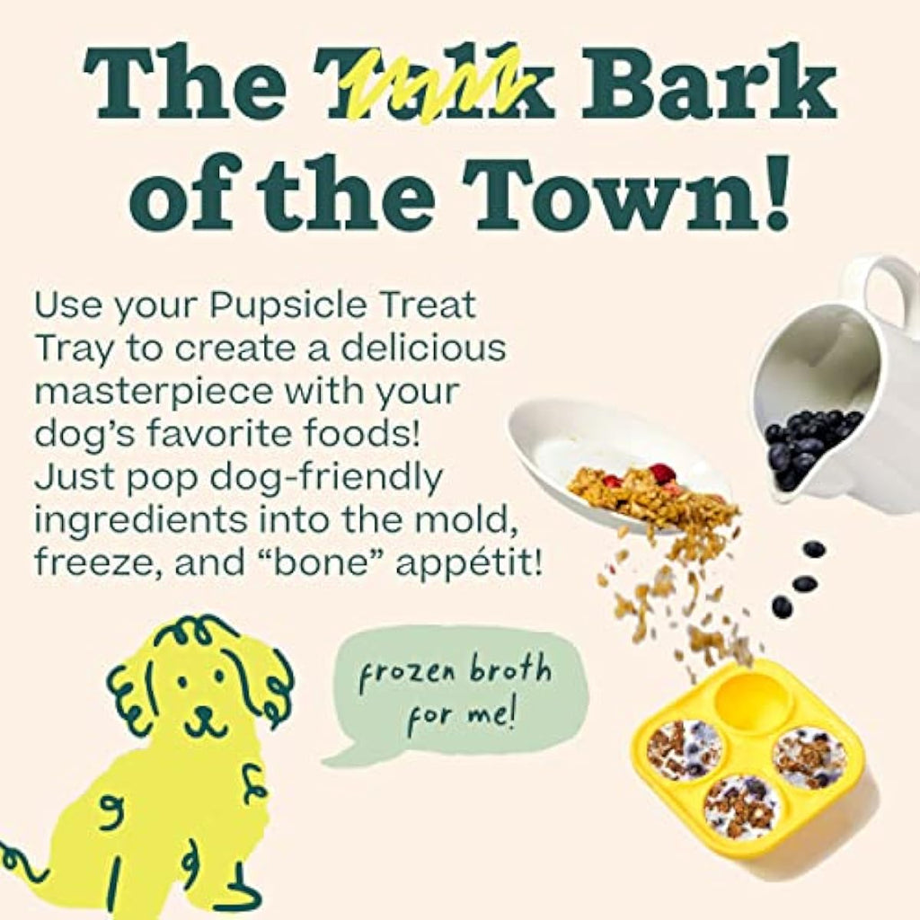 WOOF Pupsicle Treat Tray Mold, Large 25-75lbs, Silicone, Dishwasher Safe, Reusable, Freeze Refill, Dog Treats, Pupsicle Toy