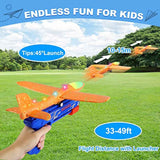Fuwidvia 3 Pack Airplane Launcher Toys, 13.2'' LED Foam Glider Plane Toy for Boys, 2 Flight Modes Outdoor Flying Toys Birthday Gifts for Boys Girls 4 5 6 7 8 9 10 11 12 Year Old (Blue&Green&Orange)