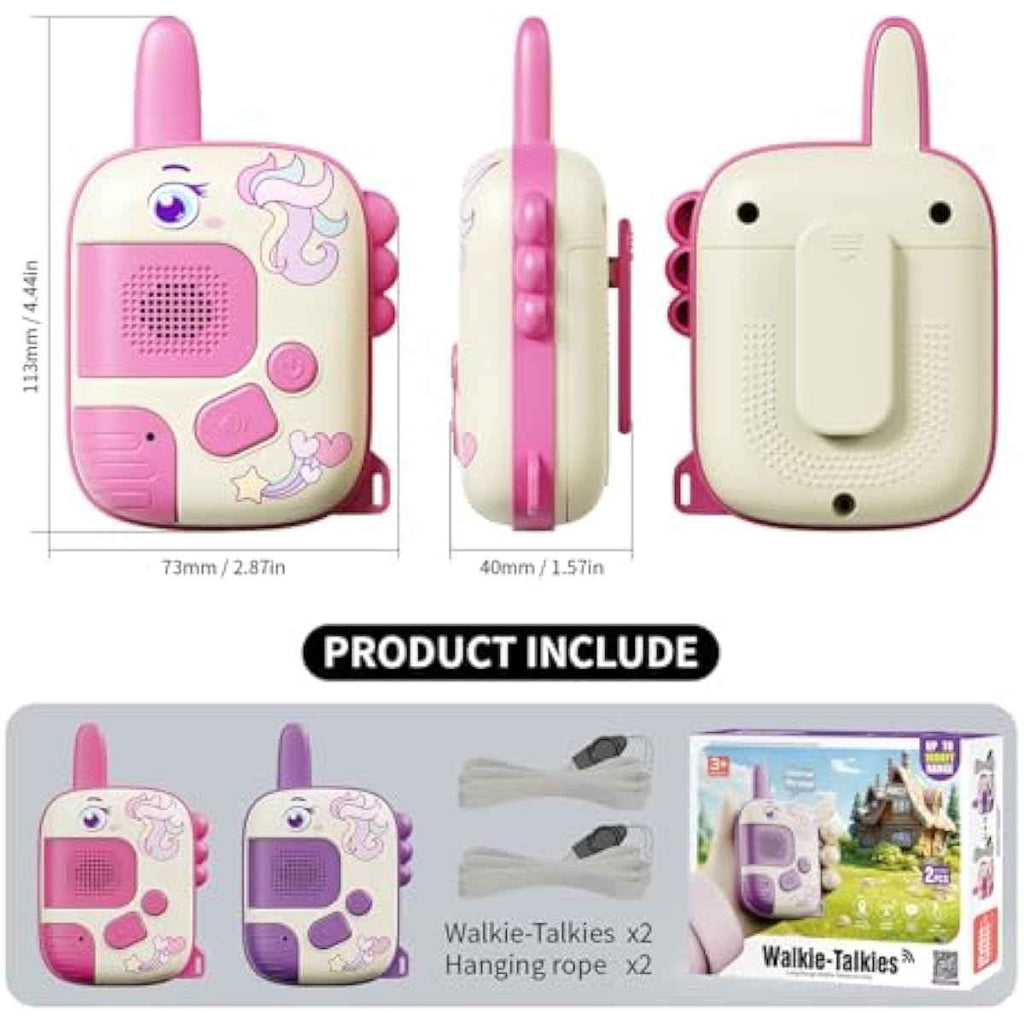 Unicorn walkie talkies for girls 2 pack birthday gifts 3-8 year old outdoor camping toys