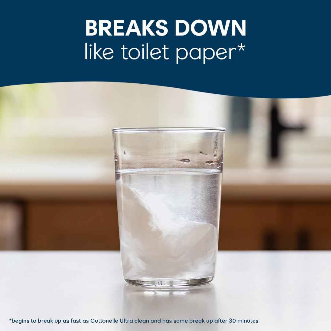 Cottonelle Fresh Feel Flushable Wet Wipes, Adult Wet Wipes, 8 Flip-Top Packs, 100% Flushable