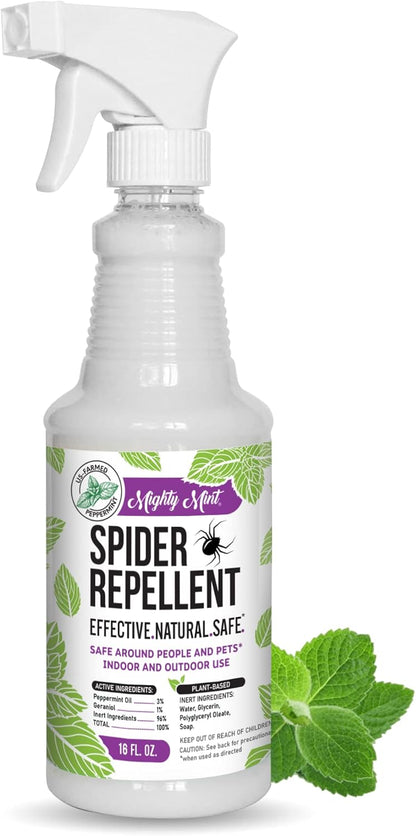 Mighty Mint Peppermint Oil Spider Repellent Spray – Indoor & Outdoor Bug Control for Spiders and Insects – Plant-Based, Extra-Strong Formula - 16 oz