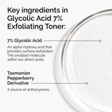 the ordinary glycolic acid 7% exfoliating toner, brightening and smoothing daily toner for uneven skin tone