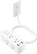 olcorife power strip surge protector ultra thin 5ft 6 outlets 3 usb ports 1 usb c white