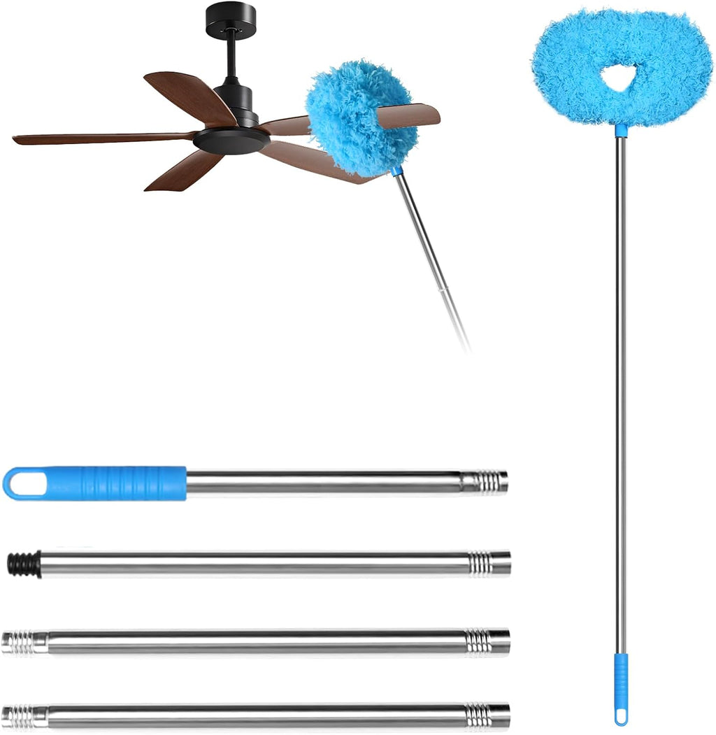 Storystore Ceiling Fan Cleaner Duster with Adjustable Extension Pole and Removable Fan Blade Cleaner - Blue
