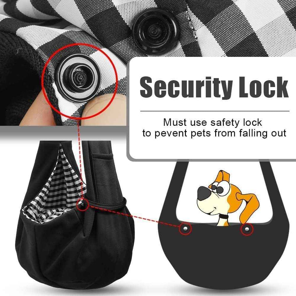 Tomkas Small Dog Sling Carrier - Classic Pocket & Classic Strap - for 3-10 lbs Pets(Black)