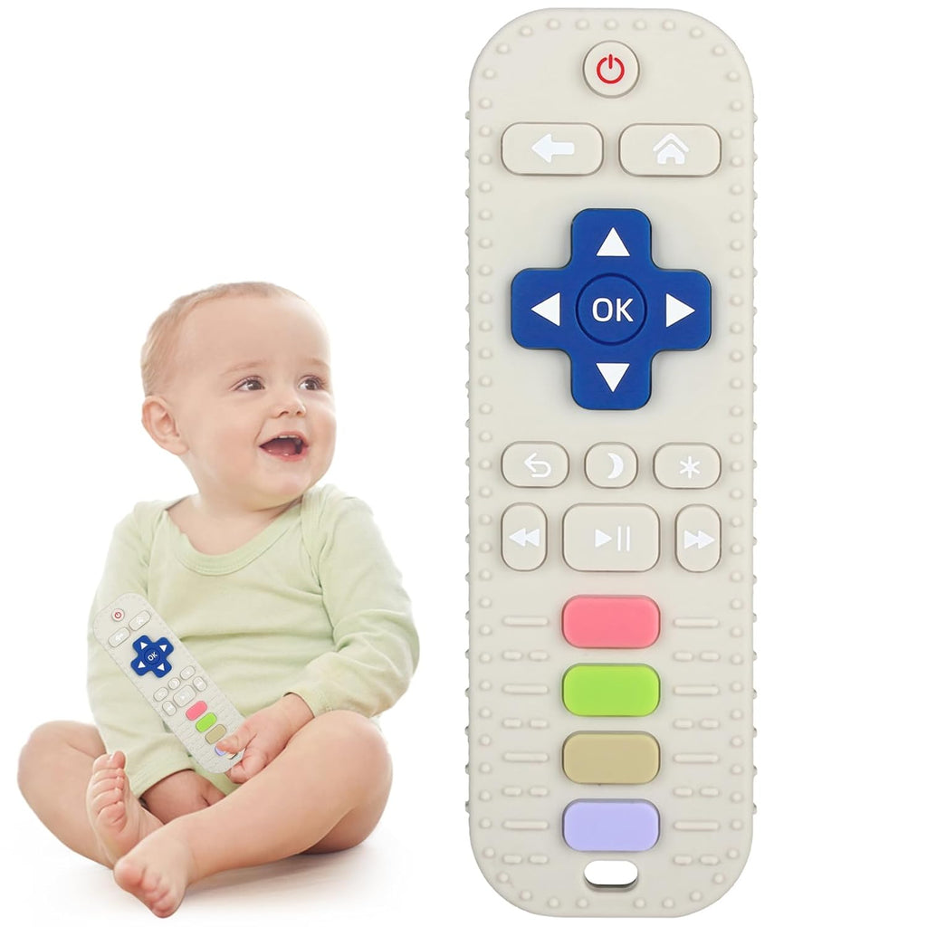 chuya baby teether toy tv remote control shape 3-24 months black food-grade silicone