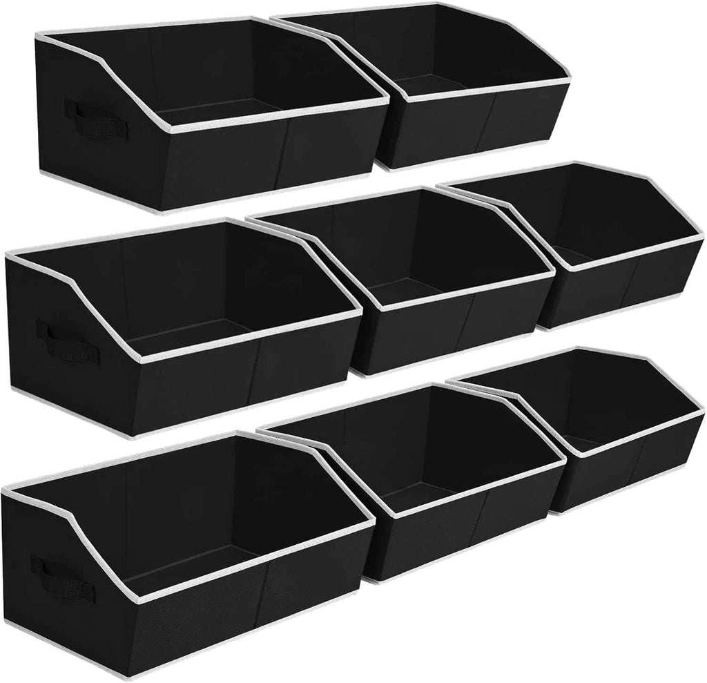 Closet Organizers Bins 6 Packs - Large Closet Shelf Organizer with Handles, Fabric Trapezoid Storage Bins, Collapsible Storage Cubes for Clothes, Towels, Light Gray