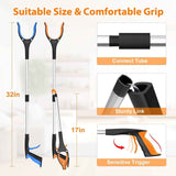 32" Grabber Reacher Tool, 2-Pack Foldable Reacher Grabber Pickup Tool with 360° Rotating Jaw & Magnet, Trash Picker Upper Grabber, Lightweight Grabbers for Seniors Heavy Duty