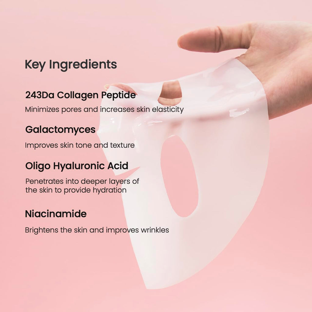 biocollagen real deep mask, hydrating overnight hydrogel mask, pore minimizing, elasticity improvement, 4ea, 34g