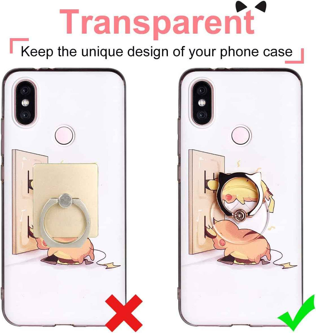 EI Sonador clear phone ring holder for cat phone with transparent stand finger grip, 1 silver + 1 rose gold