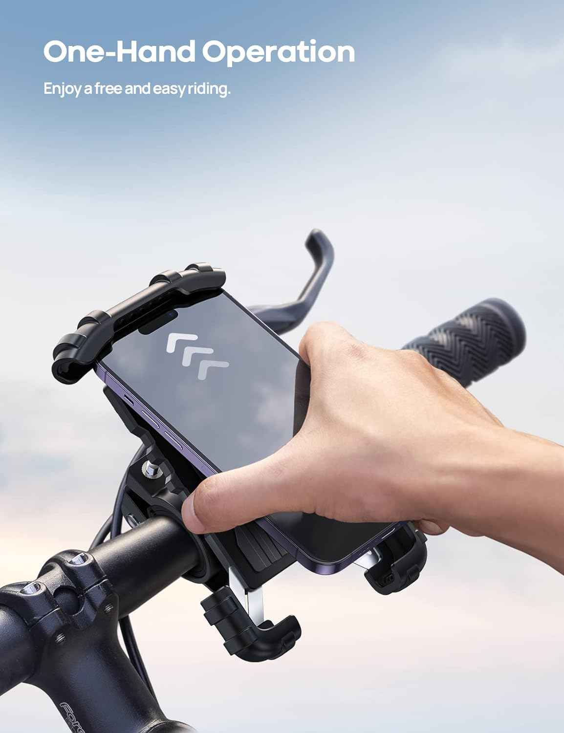 Lamicall Bike Phone Holder, Motorcycle Mount - Motorcycle Phone Holder, Handlebar Cell Phone Clamp, Scooter Phone Clip for iPhone Air 17 Pro Max, 16 15 Pro Max Plus, S20, More 4.7 to 6.8" Smartphones