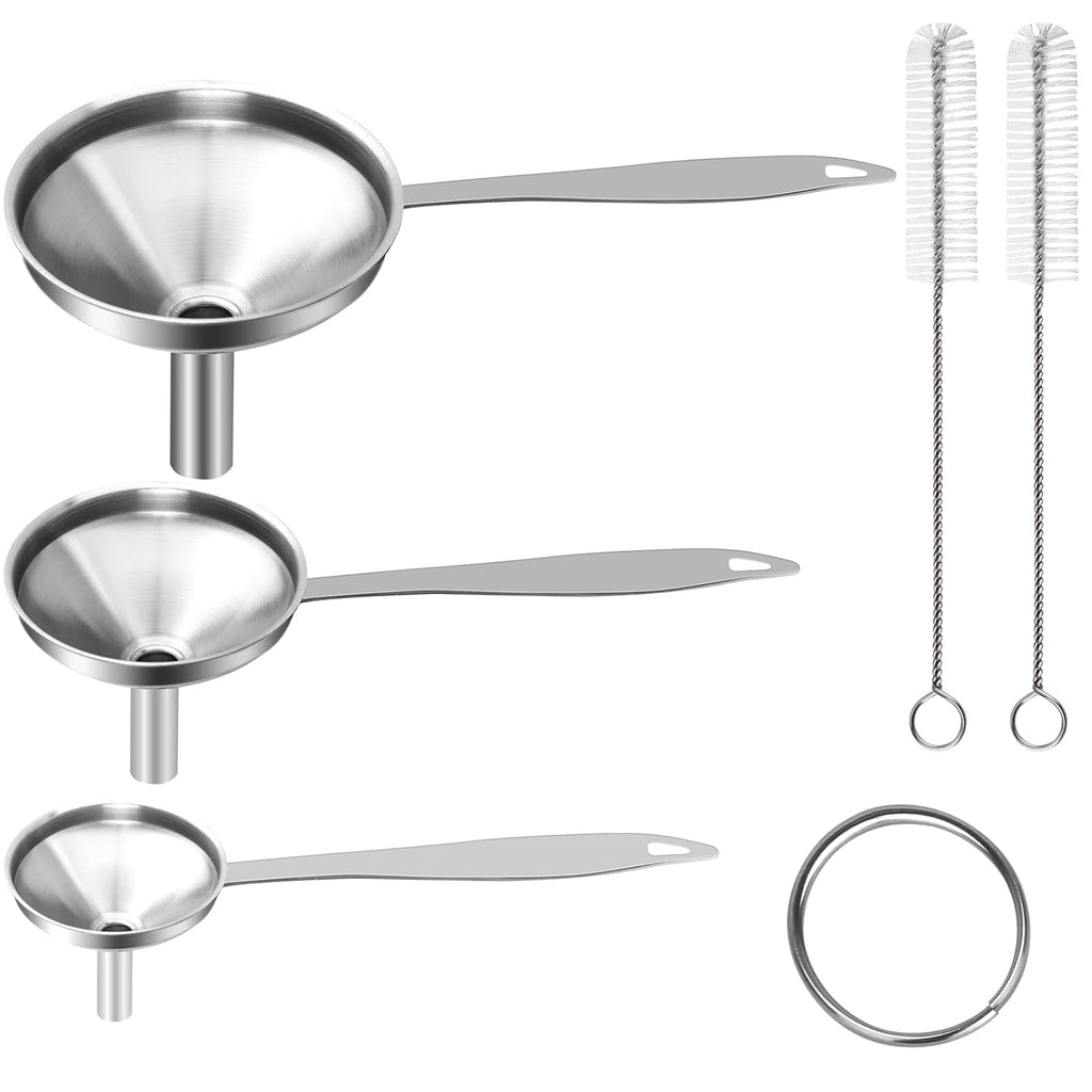 Premium Metal Stainless Steel Funnel Set of 3 with Food Grade Material and Convenient Handle Design