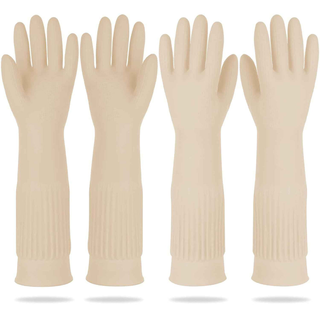 Mamison 2 Pairs Reusable Waterproof Household Dishwashing Cleaning Rubber Gloves, Non-Slip Kitchen Glove (Pink, Medium (Pack of 2))