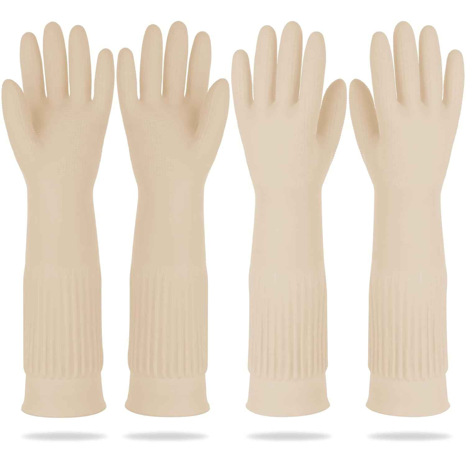 Mamison 2 Pairs Reusable Waterproof Household Dishwashing Cleaning Rubber Gloves, Non-Slip Kitchen Glove (Pink, Medium (Pack of 2))