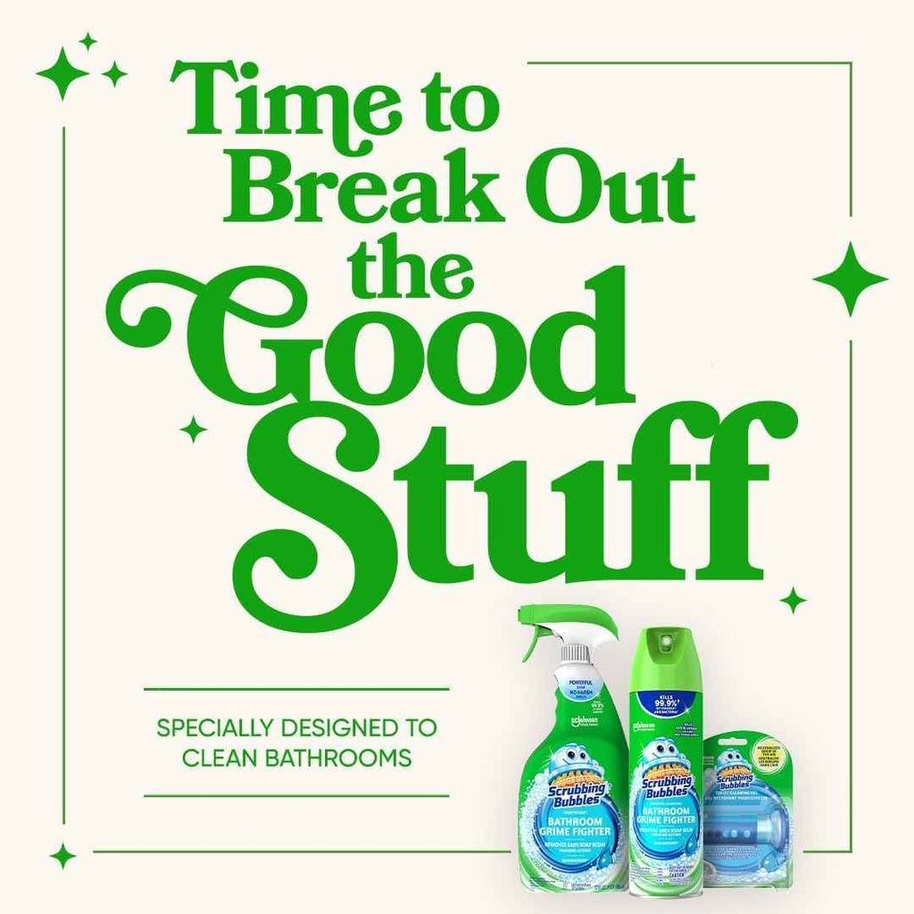Scrubbing Bubbles Fresh Gel Toilet Bowl Cleaning Stamps, Helps Keep Toilet Clean and Helps Prevent Limescale & Rings, Rainshower Scent, 1 Dispenser with 24 Fresh Gel Stamps