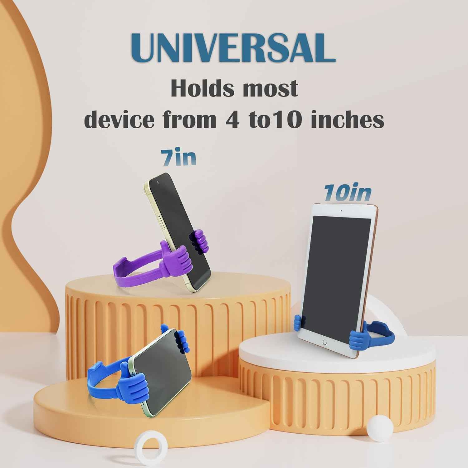 HONSKY Thumbs-Up Phone Stand for Tablets, E-Readers and Smart Phones – Green/Purple – 2 Count