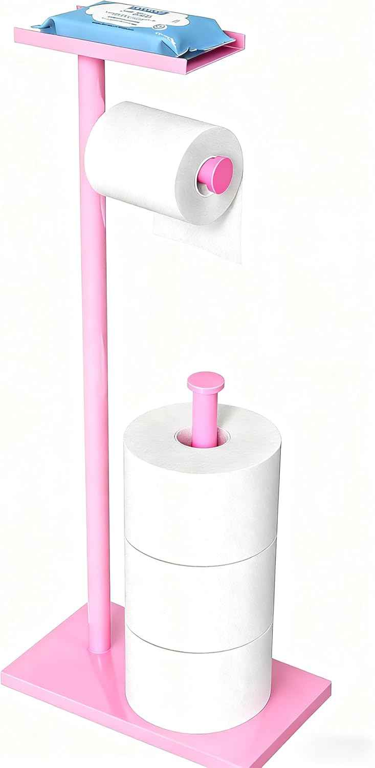 CISILY Black Toilet Paper Holder Stand with Phone Shelf, Bathroom Toliet Decor Decoration. Tissue Roll Free Standing Storage, Rv Accessories, Apartment Restroom Household Home Essentials