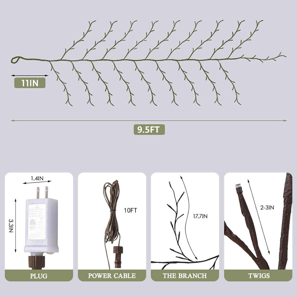 Enchanted Willow Vine Lights with Remote 8 Modes, Christmas Decorations Indoor Room Decor, 9.5 ft 160LEDs Lighted Willow Vine Lights for Walls Bedroom Home Decor, 1 Pack