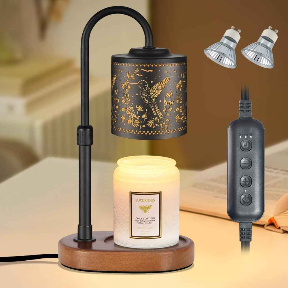 hummingbird dimmable candle warmer lamp with timer adjustable height for scented jar candles home decor