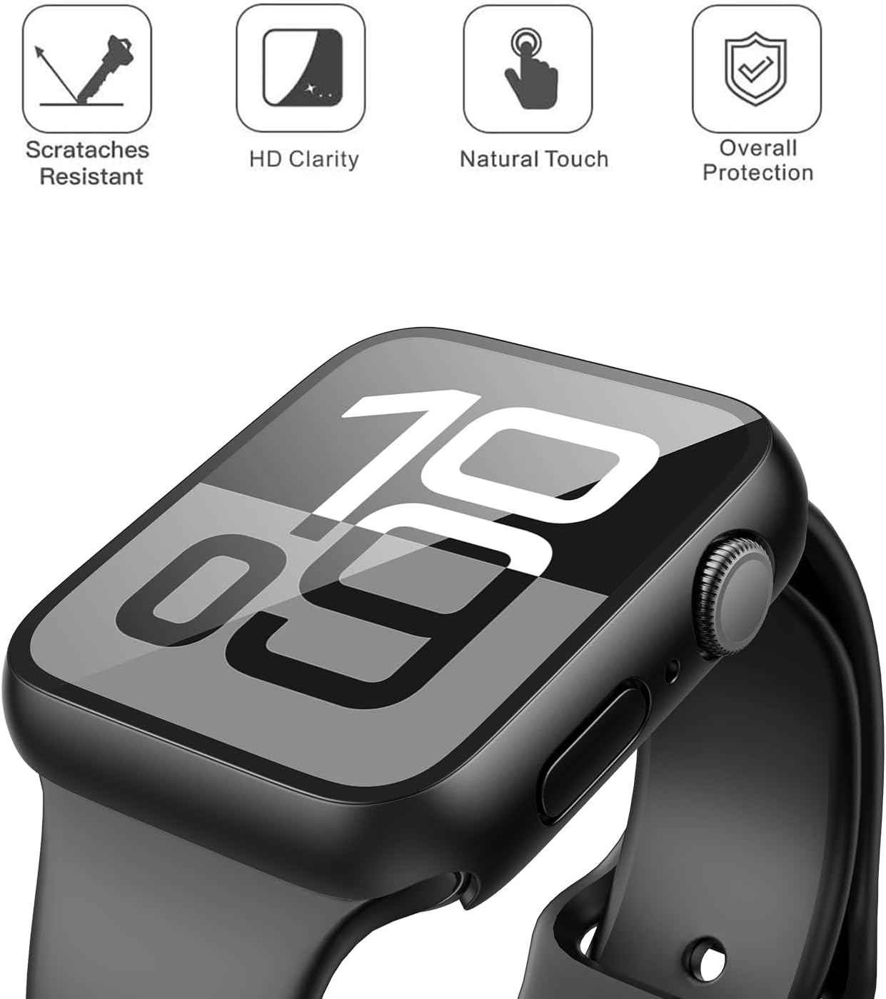 Misxi tempered glass case for Apple Watch Series 7 (2021) 46mm and Series 6 watch