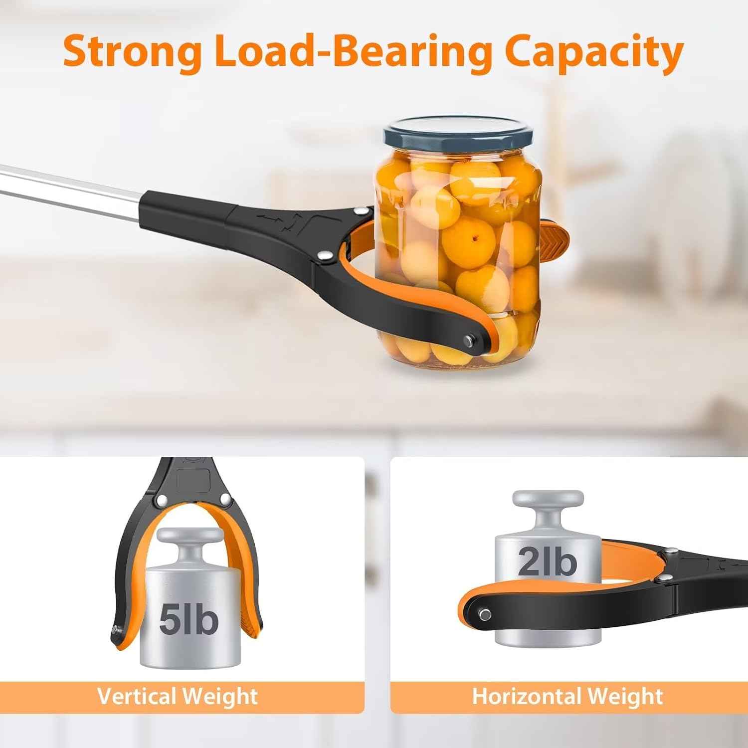 32" 2-pack grabber reacher tool with 360° rotating jaw & magnet, foldable, durable, for seniors and limited mobility