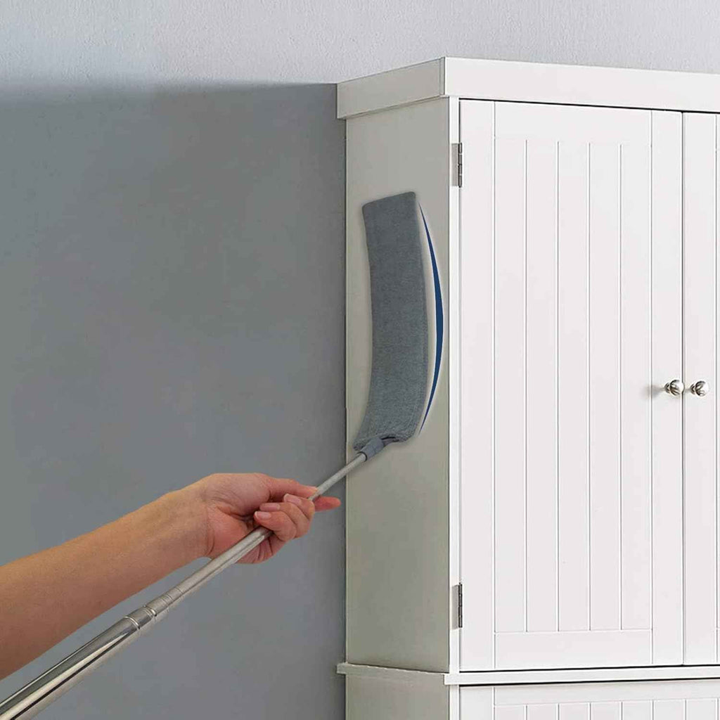 Retractable Gap Dust Cleaner with Extension Pole, Cleaning Tools with 3 Microfiber Dusting Cloths, Extendable Long Handle Duster for Cleaning Under Refrigerator Furniture Appliance