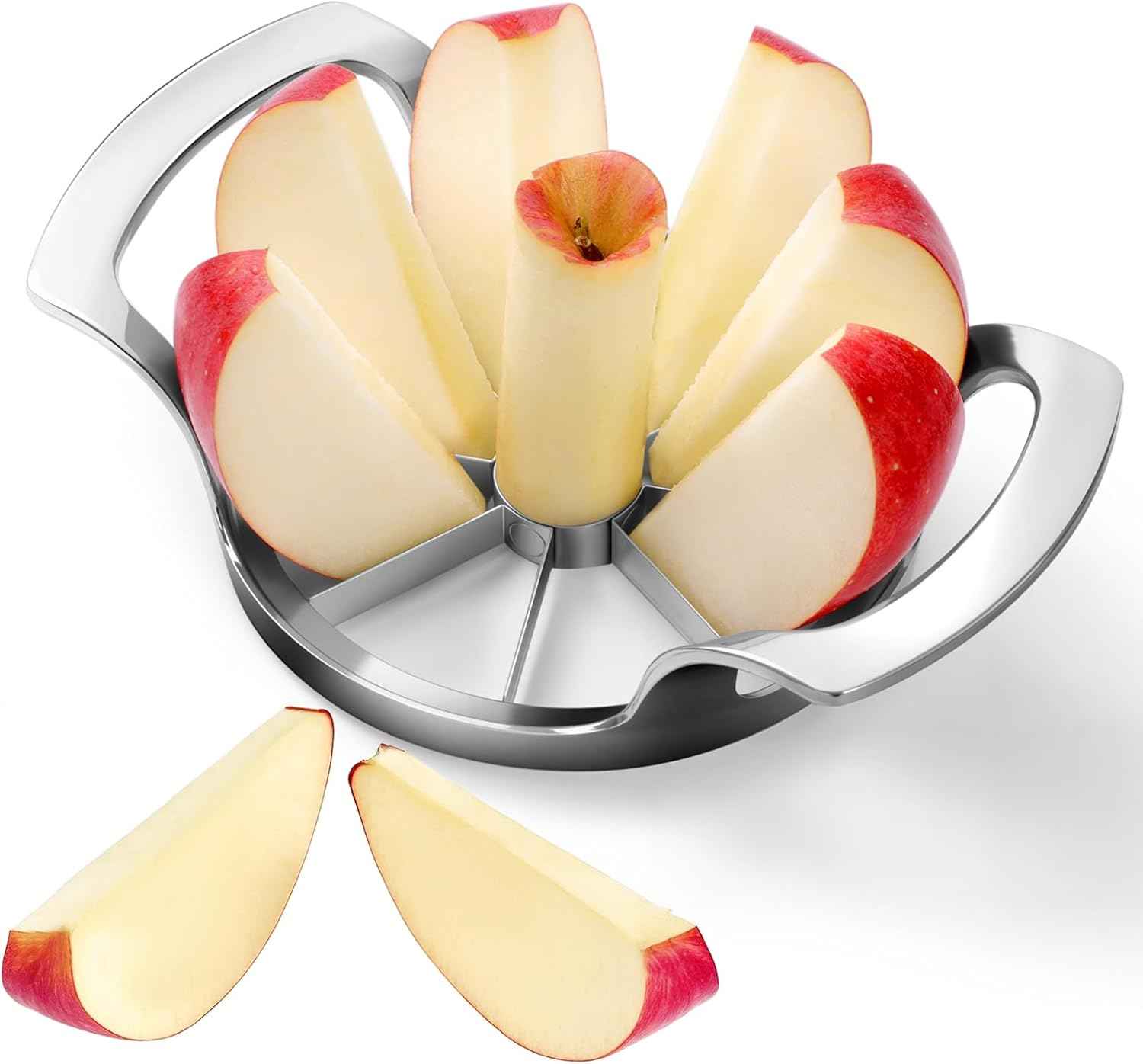 4.72 Inch Extra Large Apple Slicer with 12 Blades - Professional Heavy Duty Apple Cutter -304 Stainless Steel Apple Corer Tool - Sharp Apple Slicer and Corer - Easy to Use - Dishwasher Safe
