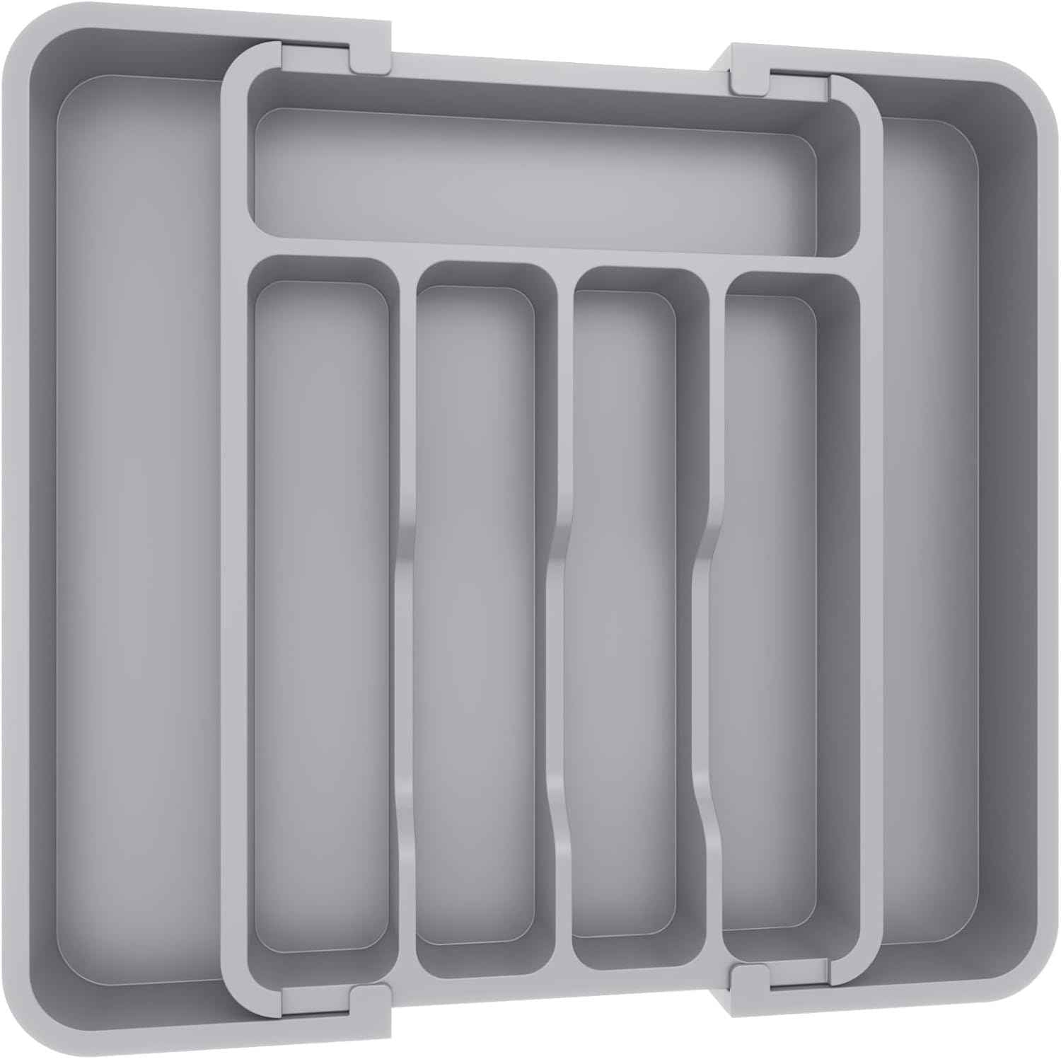 Lifewit Silverware Drawer Organizer, Expandable Utensil Tray for Kitchen, BPA Free Flatware and Cutlery Holder, Adjustable Plastic Storage for Spoons Forks Knives, 8.5-14 x 12", Black