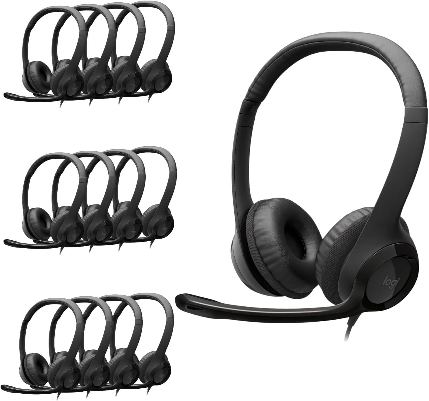 Logitech H390 black stereo wired headset with noise cancelling mic for PC, laptop, Chromebook