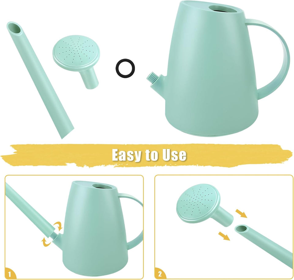 Watering Can for Indoor and Outdoor Plants - Long Spout Water Can for Garden, Flower, House Plants - 1.8L/1/2 Gallon (Green)
