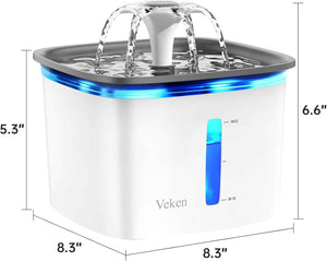 Veken Grey 95oz Automatic Pet Fountain for Cats, Dogs, Multiple Pets, Plastic
