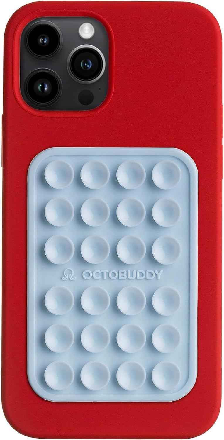 OCTOBUDDY Classic - Silicone Suction Phone Case Adhesive Mount - Hands-Free, Strong Grip Holder for Selfies and Videos - iPhone and Android Compatible - 2.25″ x 3.25″, Chalk Pink