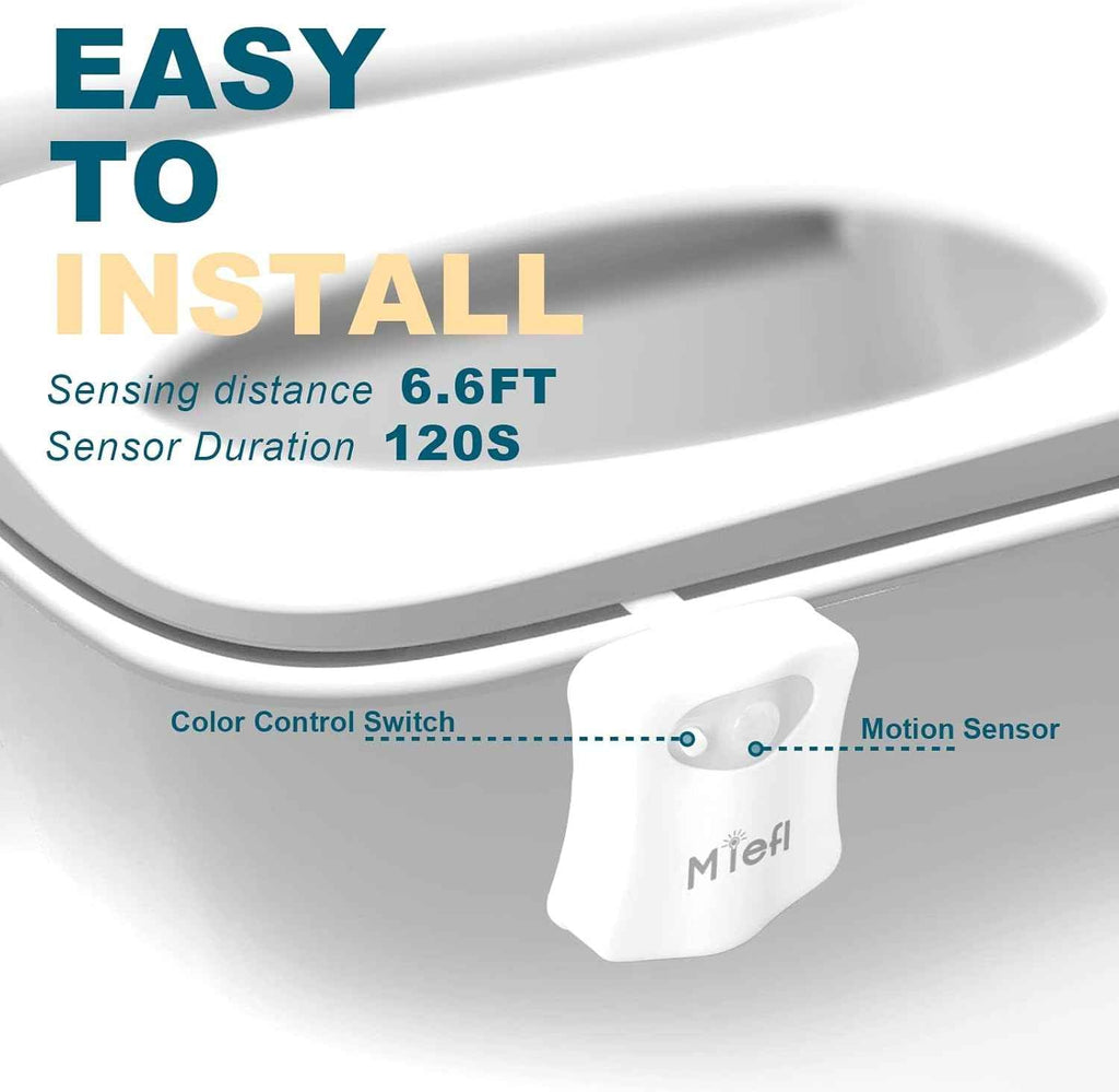 MIEFL Toilet Light Motion Sensor 16 Colors Changing (2 Pack),LED Glow Bowl inside Toilet Light, Smart Night Light for Bathroom, Cool Funny White Elephant Gag Gift Christmas Dad Teen Boy Girl Men Women