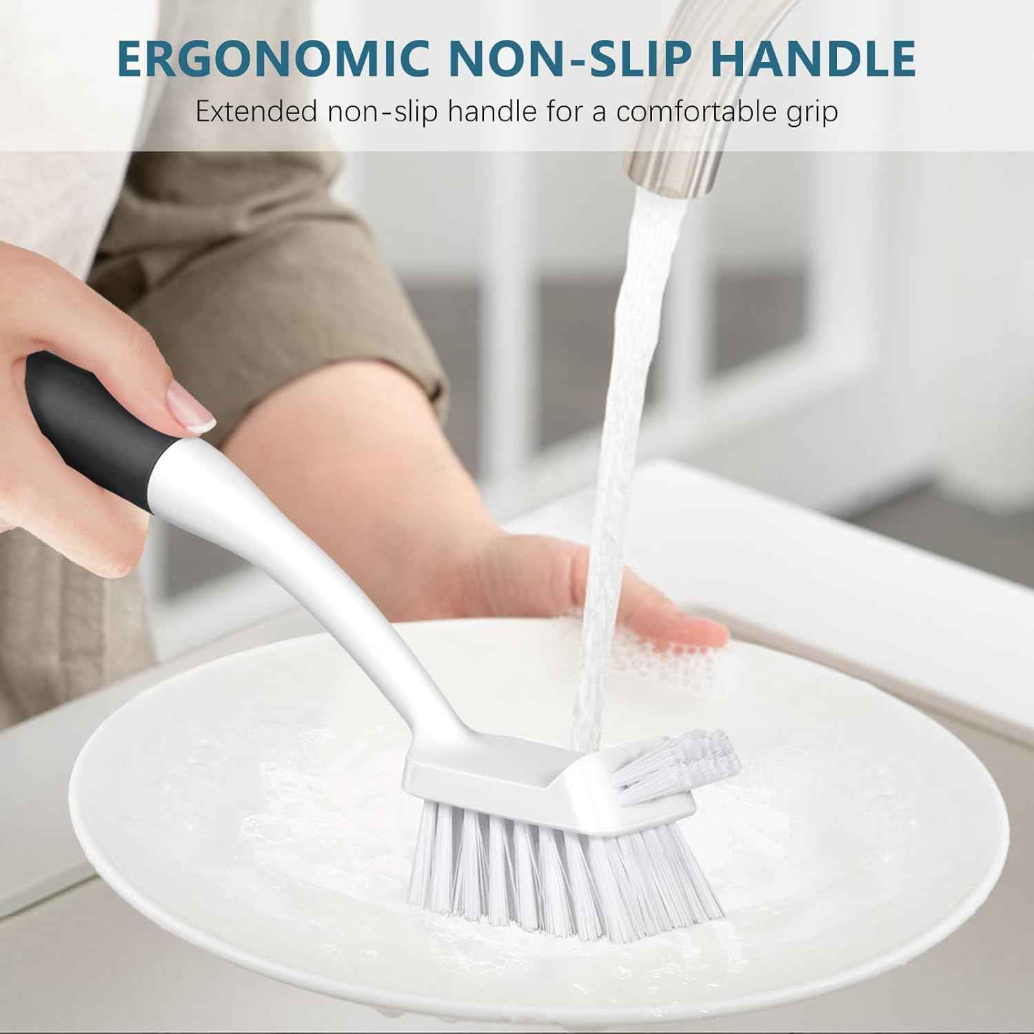 SetSail Dish Brush Set of 3 with Bottle Brush and Scraper Tip for Deep Cleaning