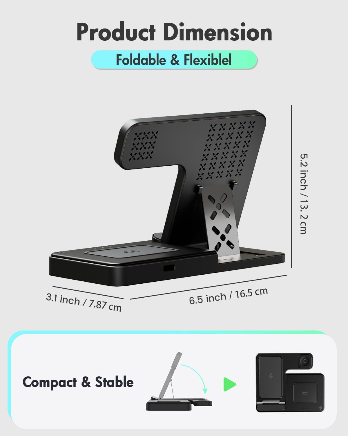 Wireless Charger iPhone Charging Station: 3 in 1 Charger Stand Multiple Devices for Apple - iPhone 16e 16 15 14 Pro Max 13 12 11 - Watch 10 9 8 7 6 5 4 3 2 SE and Ultra Series - Airpods 4 3 2 Pro - ShopUS