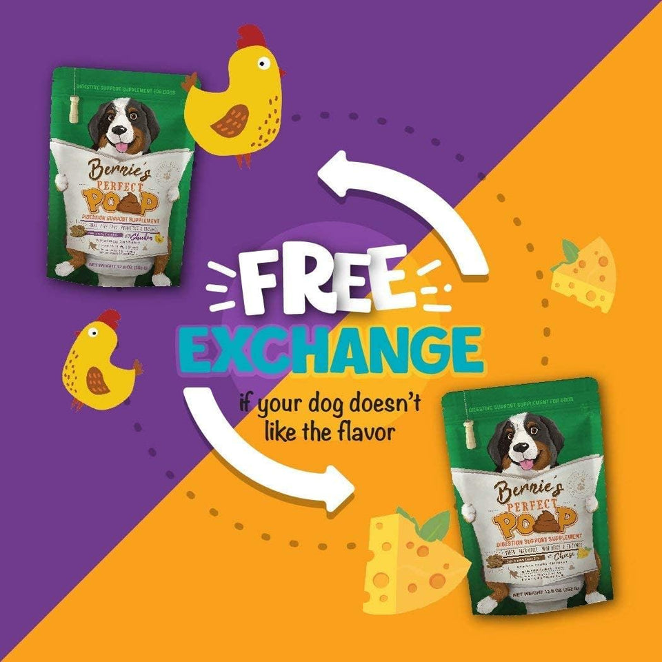 Perfect Poop Digestion & General Health Cheddar Cheese Supplement for Dogs: Fiber, Prebiotics, Probiotics & Enzymes Relieve Digestive Issues