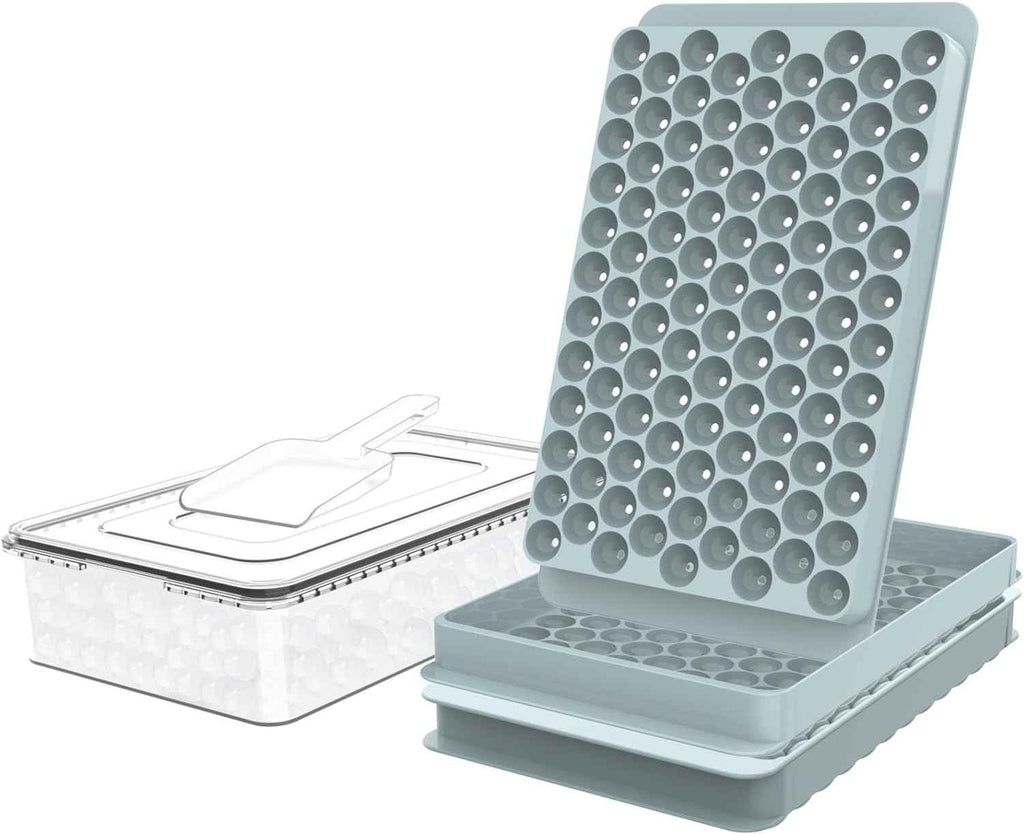 Mini Ice Cube Trays for Freezer with Lid - Chilling Drinks Coffee Juice (2 Pack/0.55In - Blue)