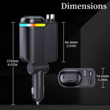 MLVOC 120W Fast Charging Car Charger with Earbuds, Retractable 4-in-1 USB-C & Lightning for iPhone & Android (Black) - ShopUS