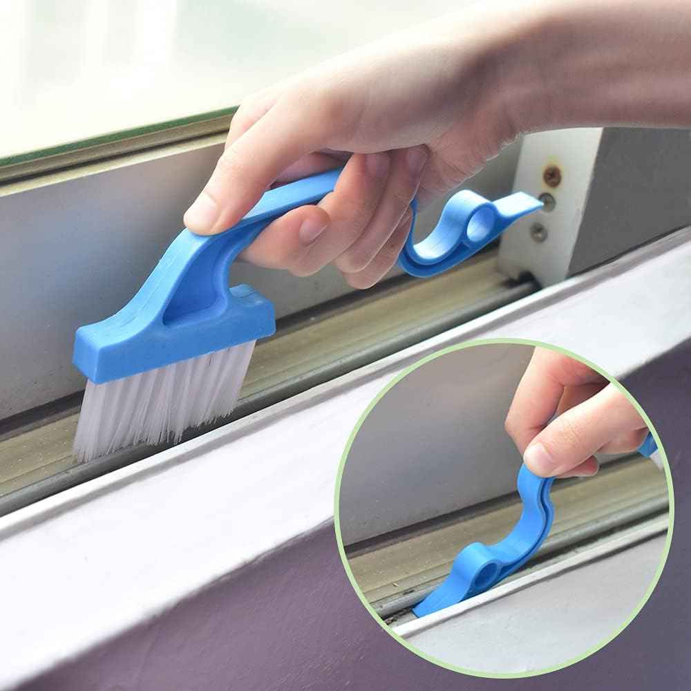 6pc hand-held groove gap cleaning tools crevice brush kit with adjustable collapsible dustpan for easy cleaning